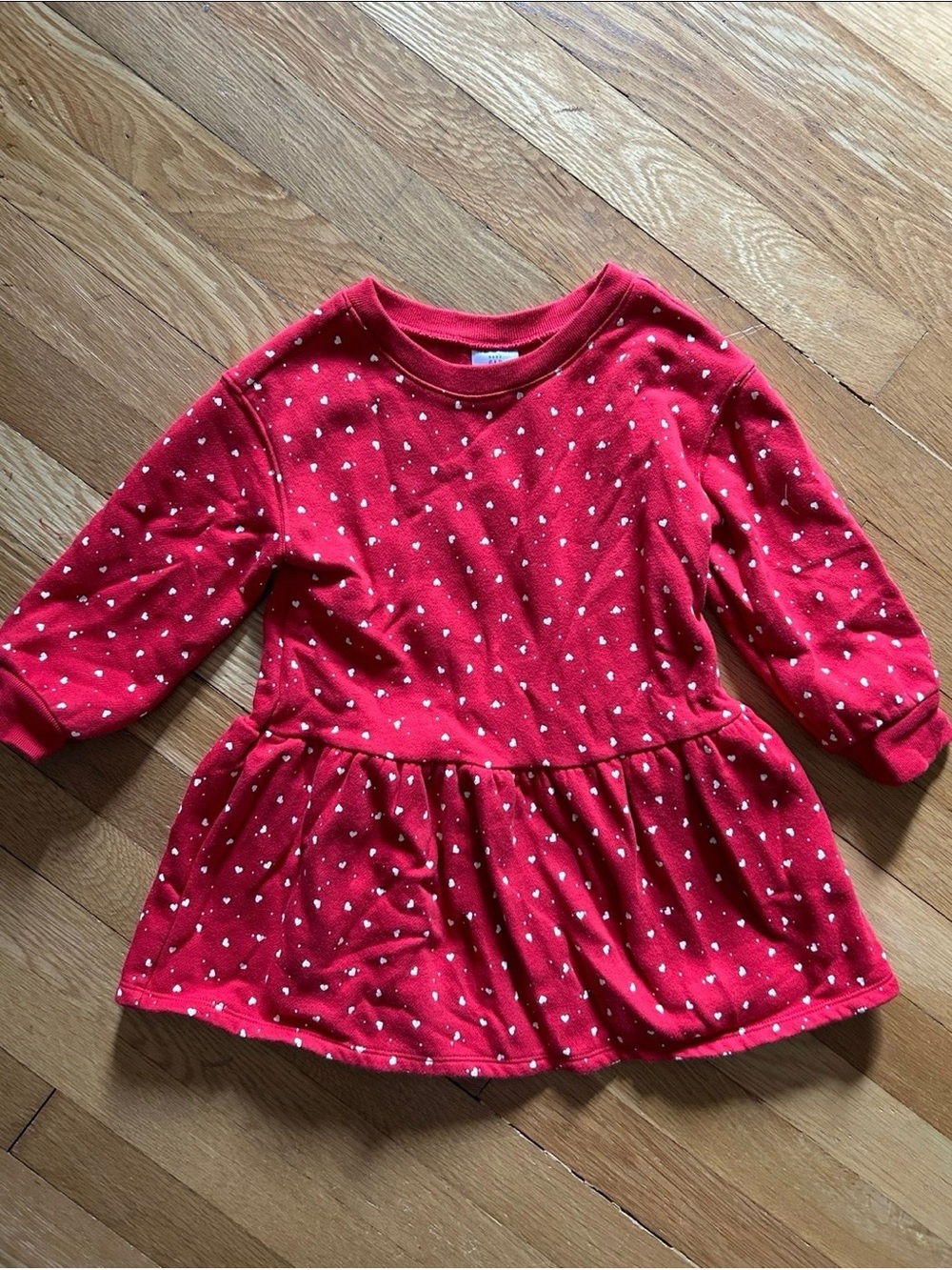 GAP Red Long-Sleeve Heart Peplum Top